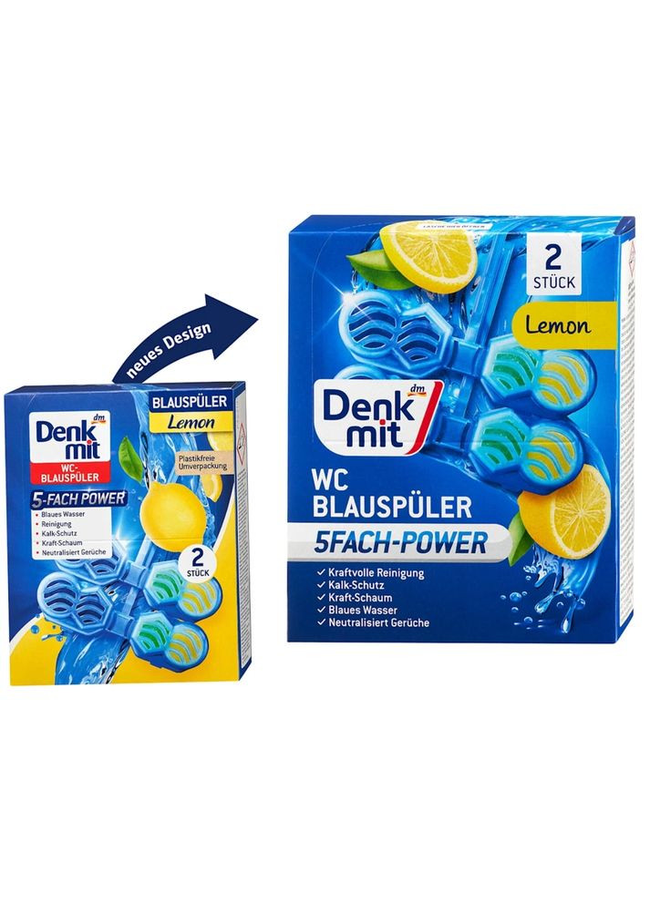 Туалетний блок Lemon з ароматом цитруса, 2-ві упаковки по 2 шт. Denkmit (350893255)