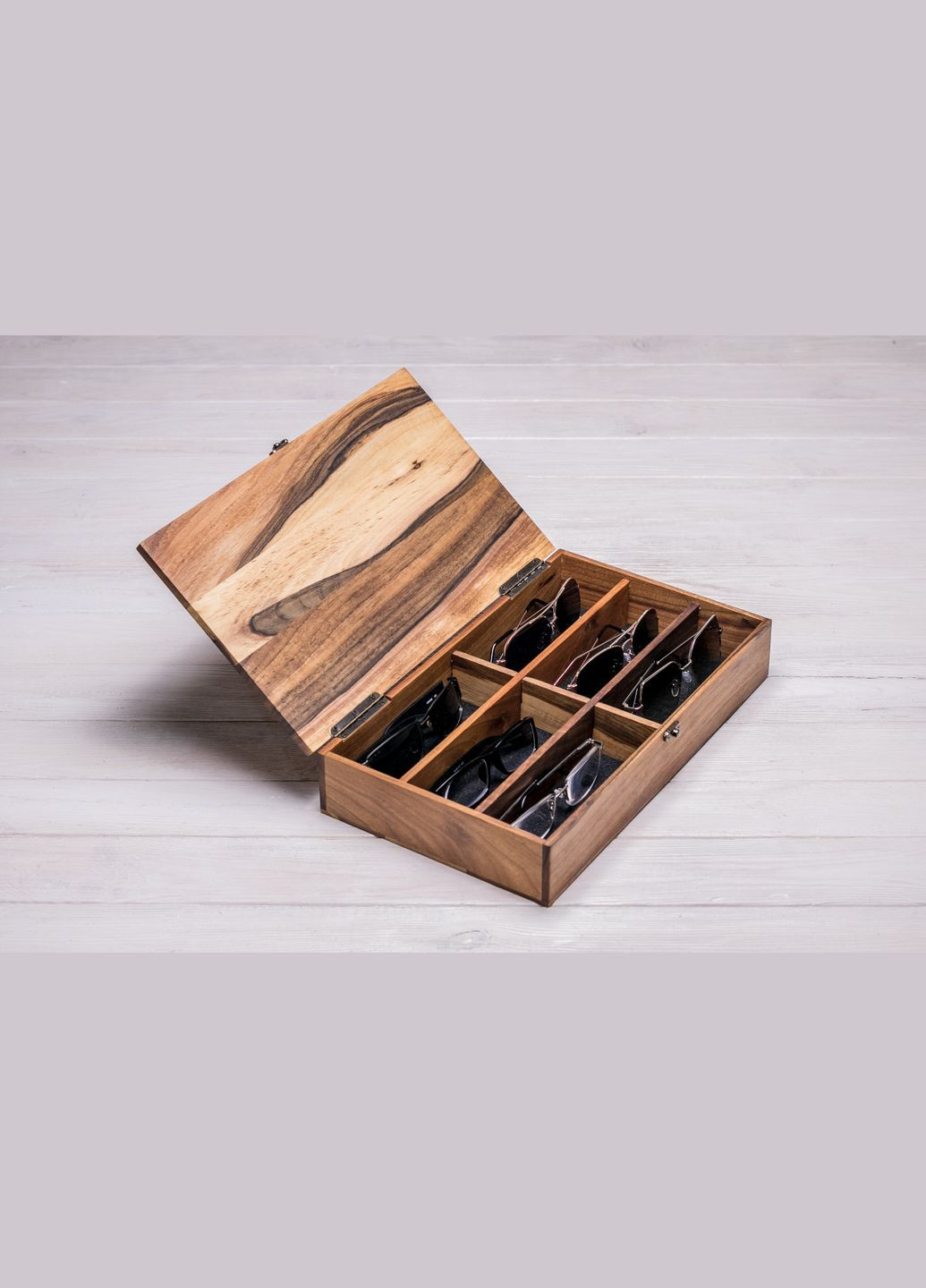 Дерев'яний футляр для шести пар окулярів із дерев'яною кришкою EcoWalnut (295443837)