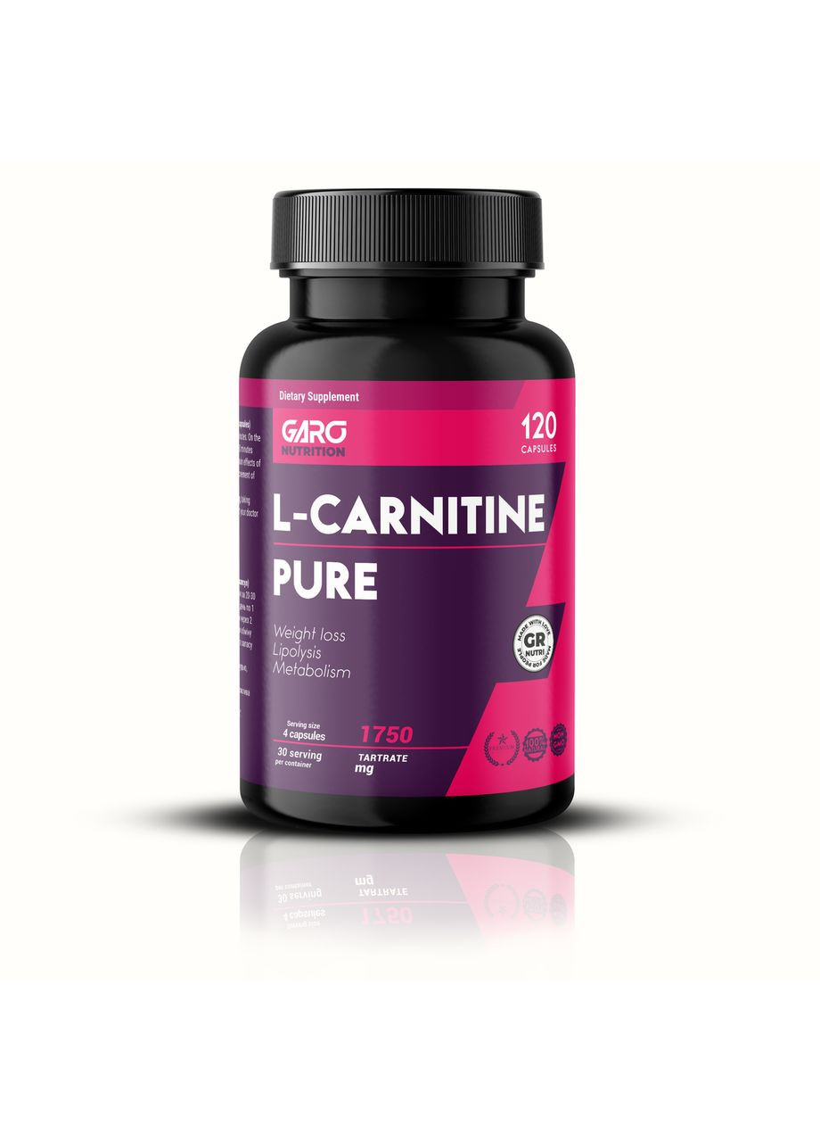 Карнитин 1750 мг. (l carnitine) тартрат для похудения Premium 120 капсул Garo Nutrition (367581831)