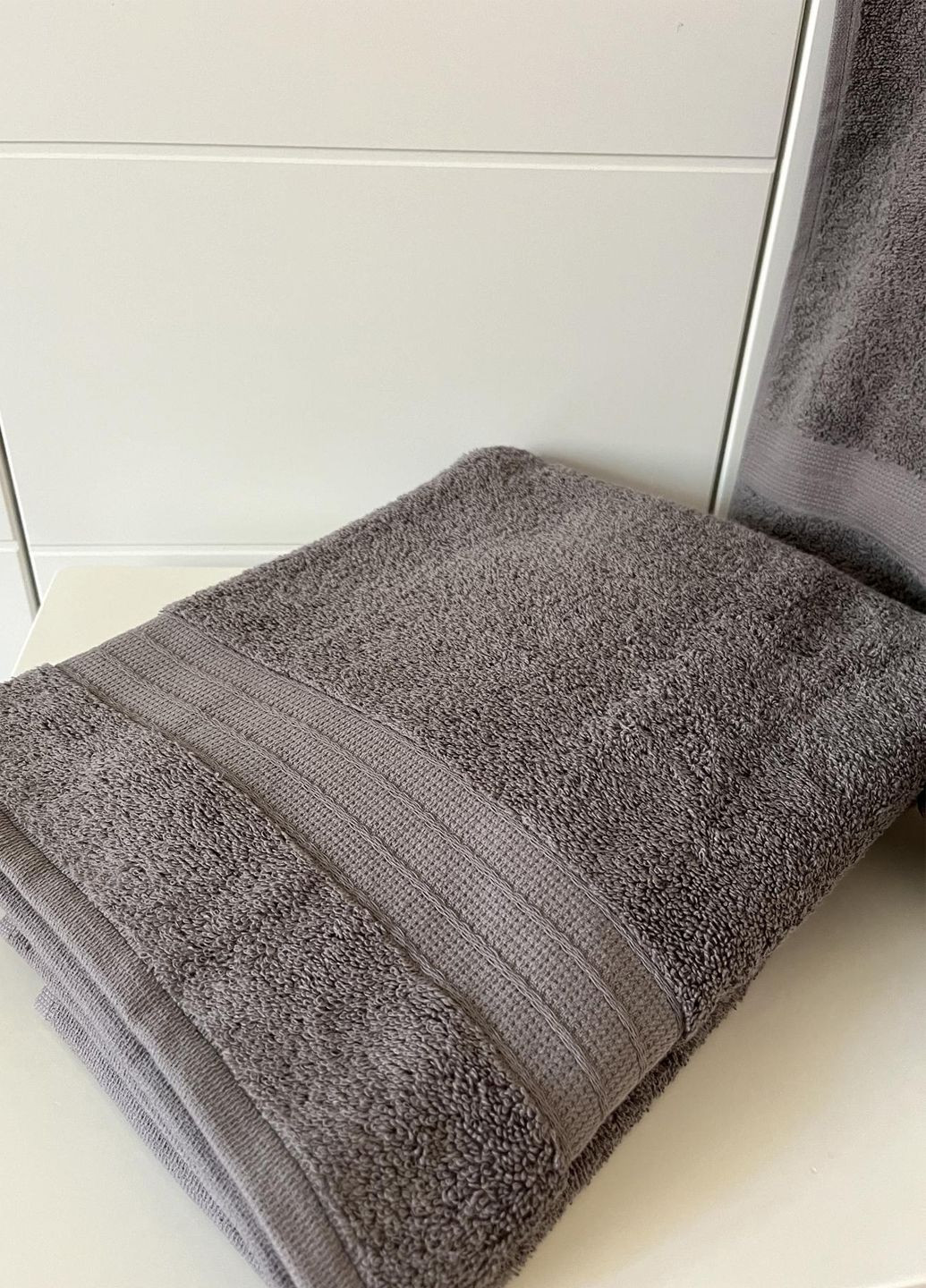 Банний рушник махровий 70×140 см Vishnya сірий