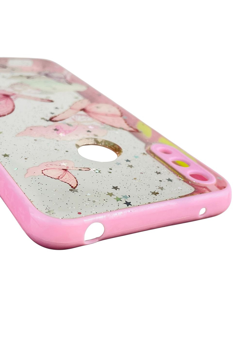 Чехол для Y7 2019 с блёстками с бабочками на хуавей у7 2019 розовый Huawei (366387070)