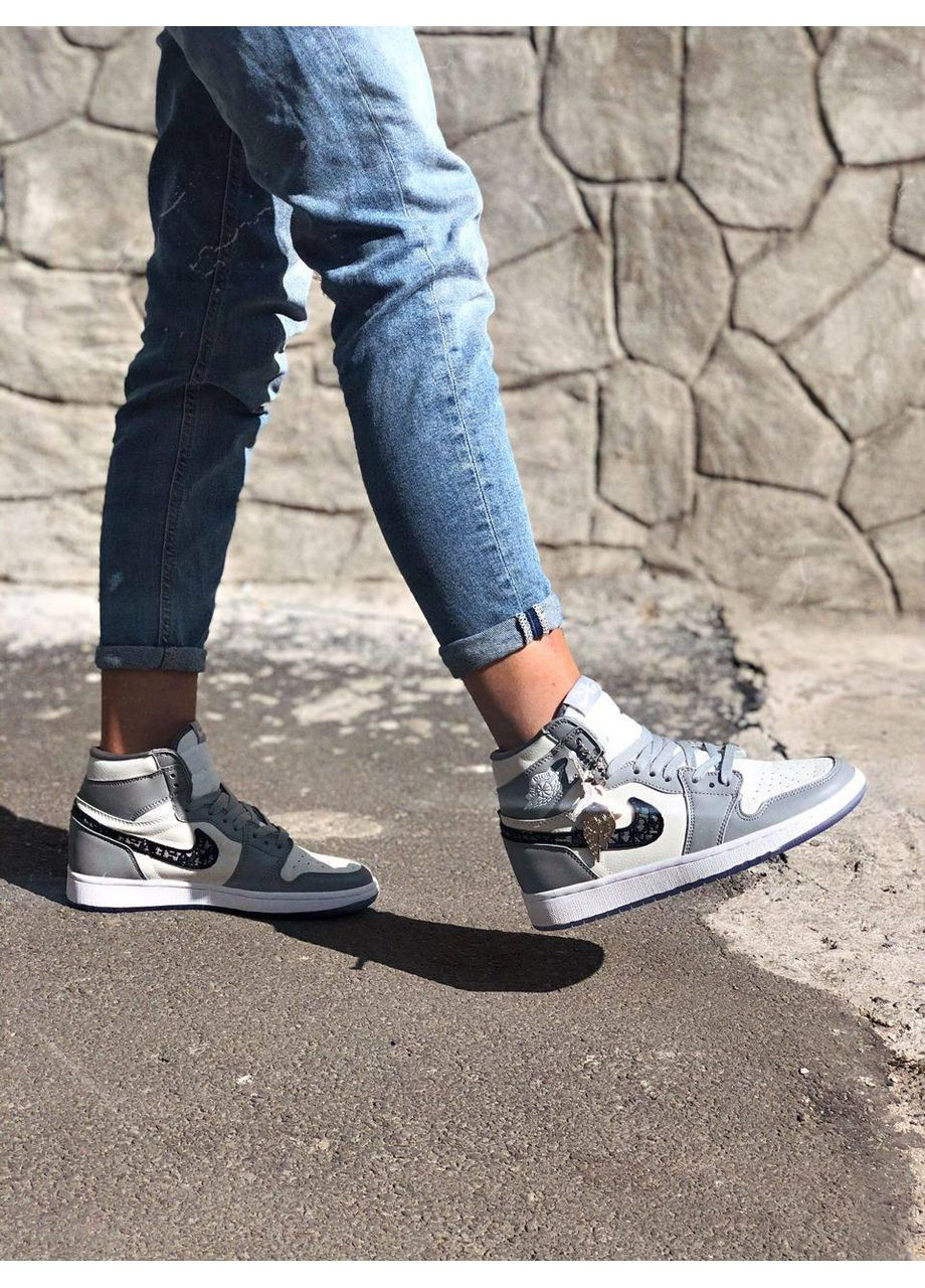Білі Осінні кросівки чоловічі nike air jordan 1 retro high x dior найк аір джордан No Brand