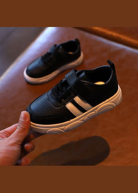 Черные всесезон кроссовки детские style с полосками ( ) (15493) Qoopixie