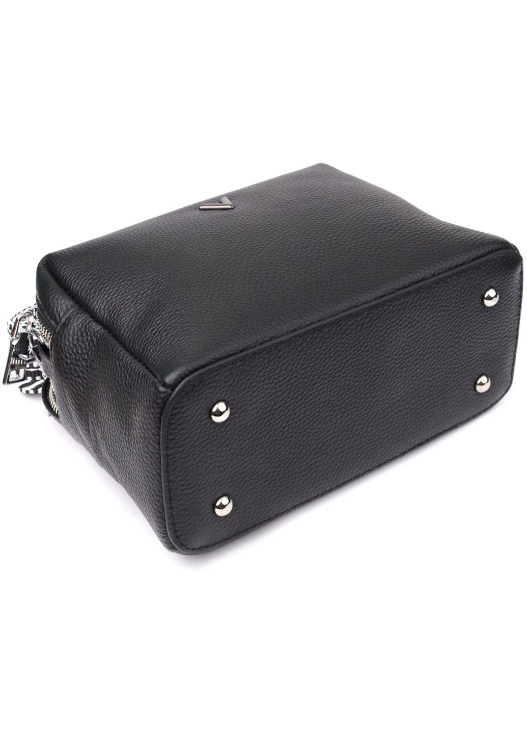 Сумка кросс-боди женская через плечо из натуральной кожи на металлических ножках средняя Черный 39328 Vintage (355245240)