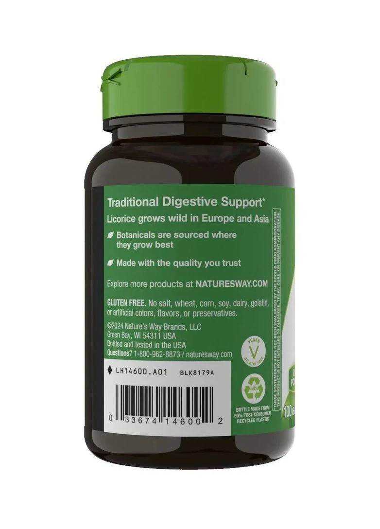 Корінь солодки Licorice 900 мг 100 капсул Nature's Way (361117013)