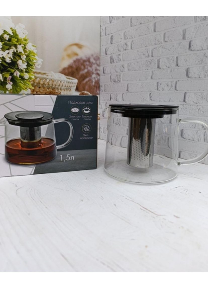 Чайник заварник Universal из боросиликатного стекла 1.5 л Прозрачный MSN-9123 S&T (362347165)