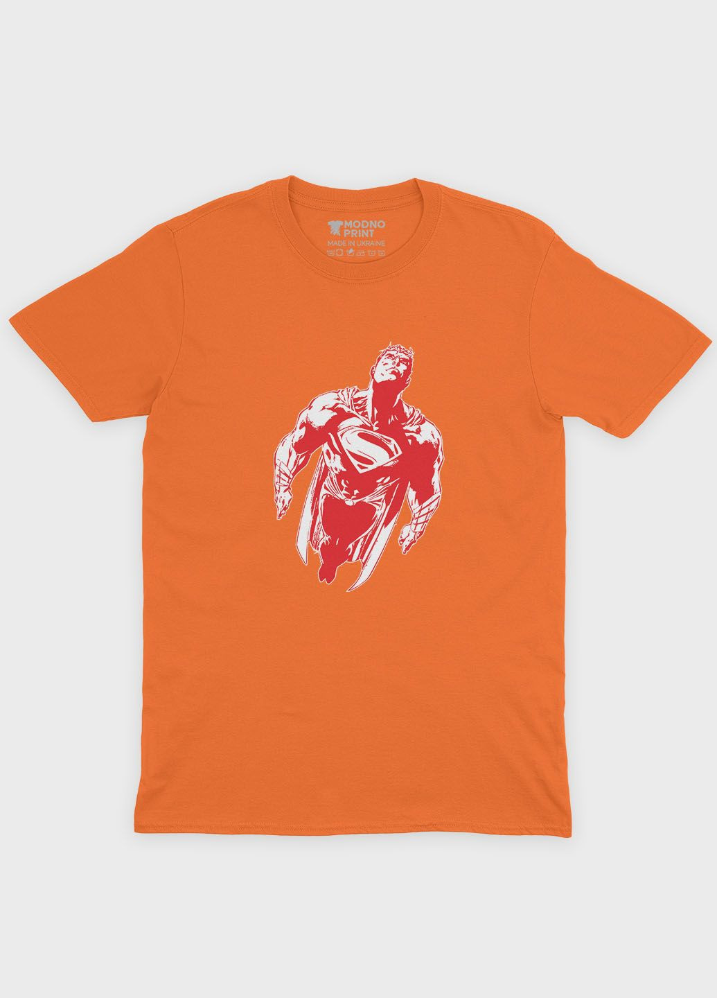 Оранжевая демисезонная футболка для мальчика с принтом супергероя - супермен (ts001-1-ora-006-009-001-b) Modno