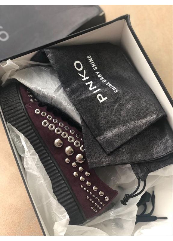 Темно-бордовые бордовые замшевые кеды на средней платформе Pinko ISEO AI 17-18 BLKS1 1H20BM Y3QU