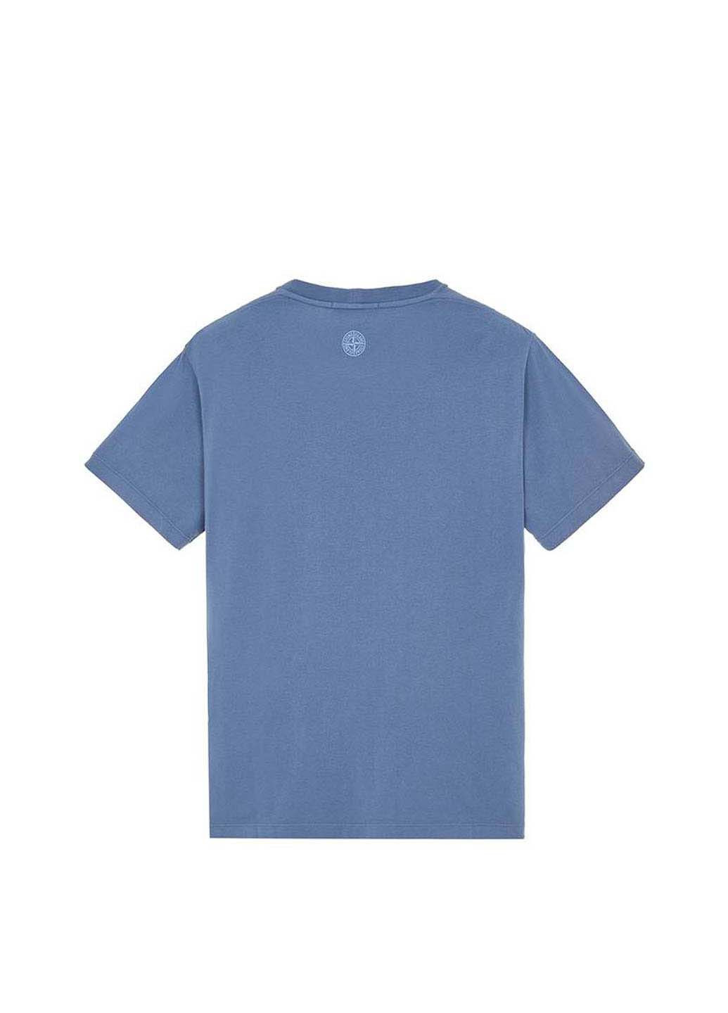 Голубая футболка 2ns92 abbreviation one print t-shirt avio Stone Island