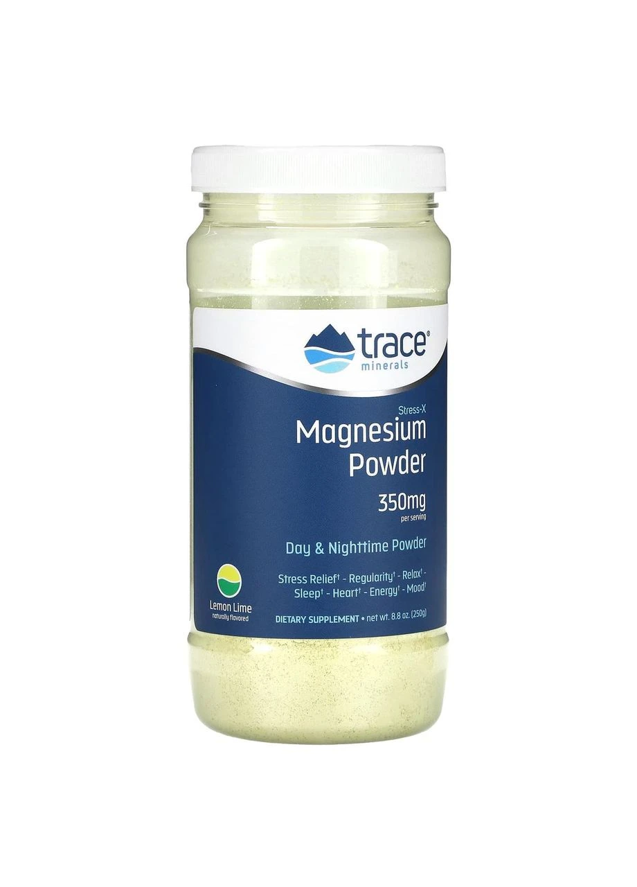Магній захист від стресу Stress-X Magnesium порошок смак лимон лайм 350 мг 250 г Trace Minerals Research (380907871)