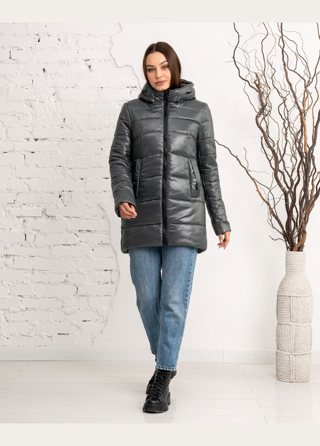 Графітова зимня парка зимова жіноча молодіжна SK