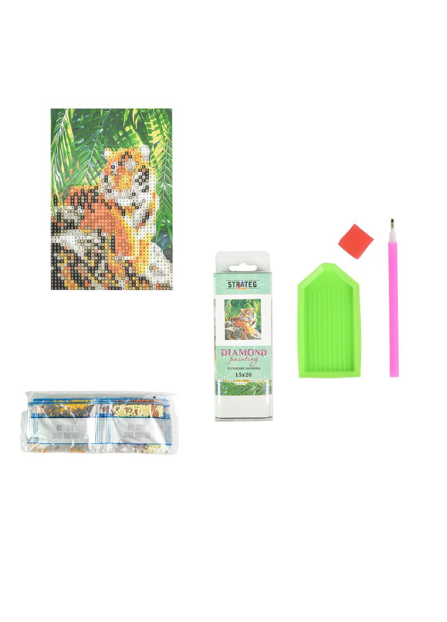 Алмазная мозаика для детей 6+ Тигр хлопковая с клеевым слоем см без подрамника Strateg (362419842)