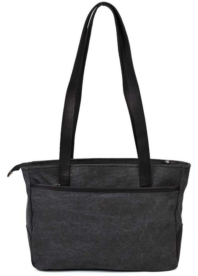 Сумка шоппер жіноча з якісного текстилю та натуральної шкіри на плече велика Чорний 39118 TARWA (353302691)