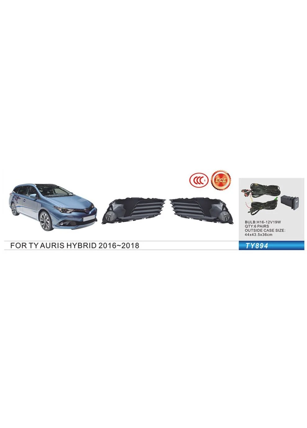 Противотуманные фары Hibryd 2015-2018 (2 шт, Галогенные) для Toyota Auris Libao (389421358)