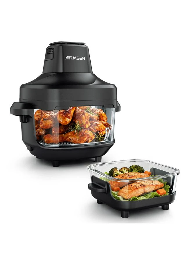 Аерофритюрниця AIRMSEN скляна 4.8QT і 1.3QT, 1500 Вт, 140–450°F, 4 режими No Brand (394714715)