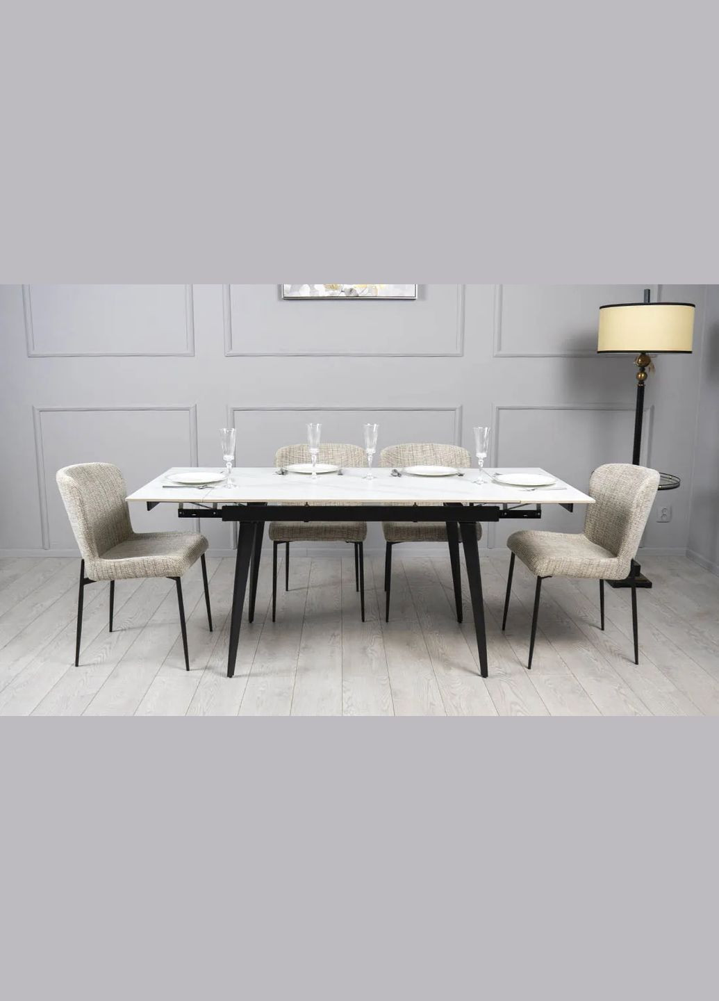 Стіл Клайд обідній розкладний 1200/1780х800х750 мат білі ноги Prestol (356683745)