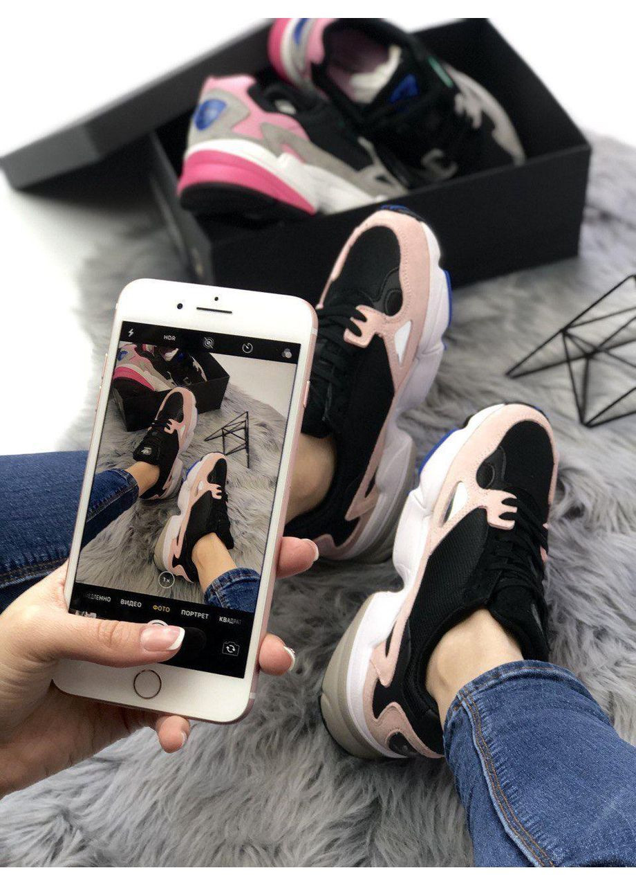Рожеві Осінні кросівки чоловічі adidas falcon pink black white адідас No Brand