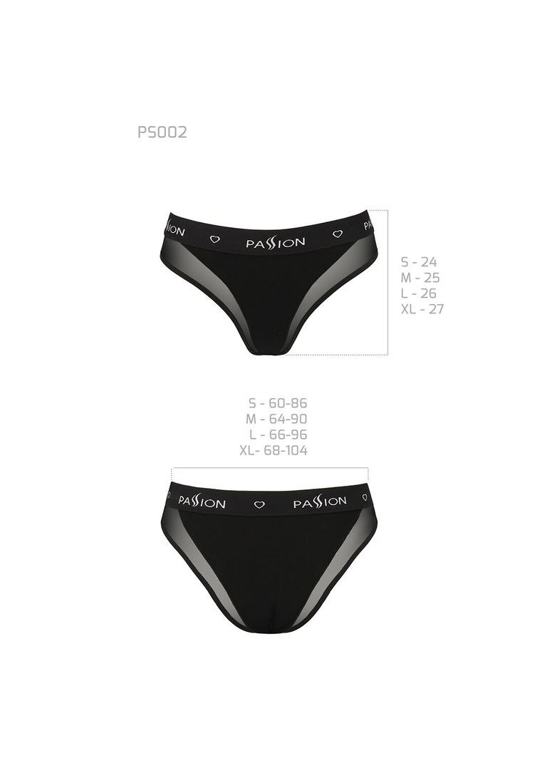 Комбінований демісезонний трусики з прозорою вставкою ps002 panties l, black Passion
