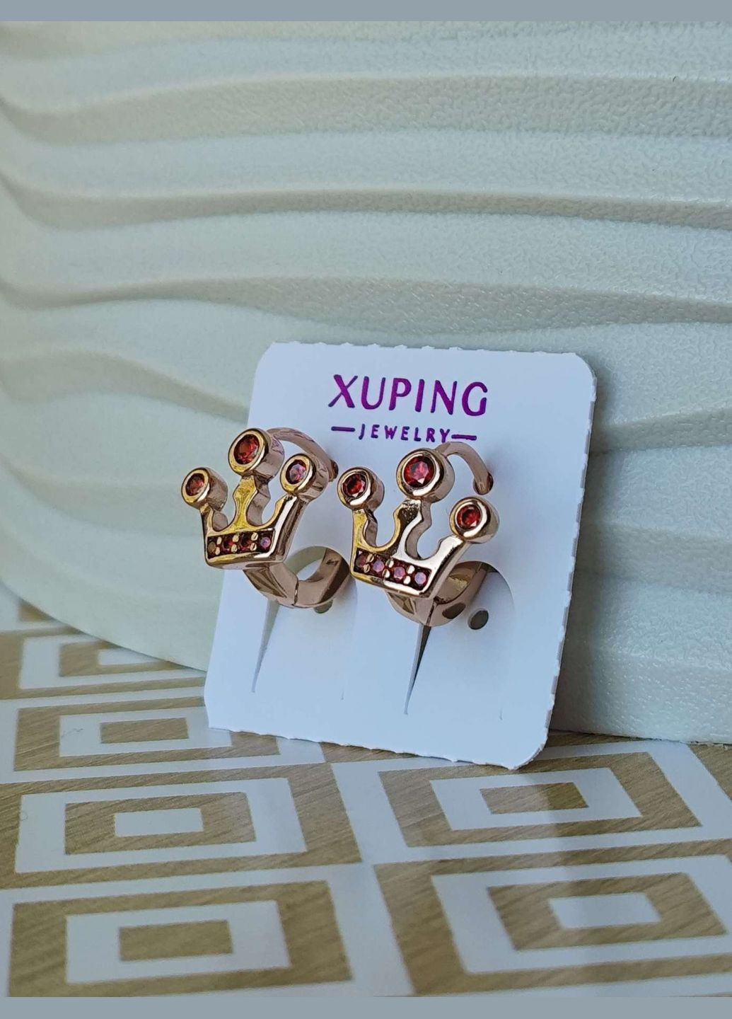 Дитячі сережки корона ксюпінг xuping позолота медичне золото Xuping Jewelry (336190229)