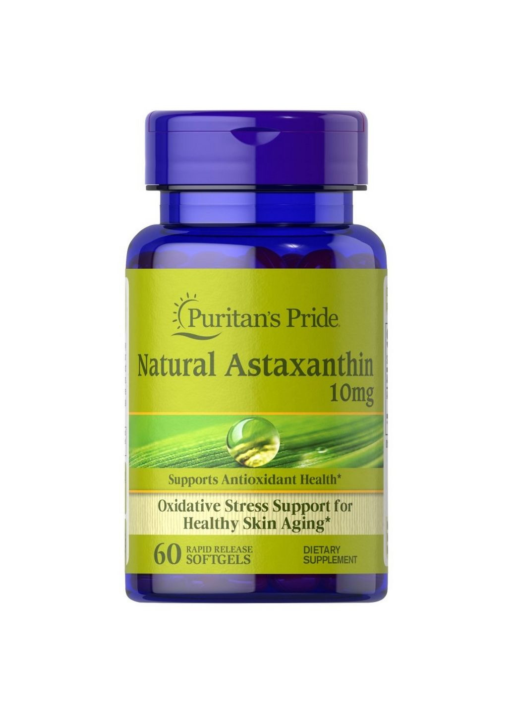 Натуральная добавка Astaxanthin 10 mg, 60 капсул Puritans Pride (293480806)