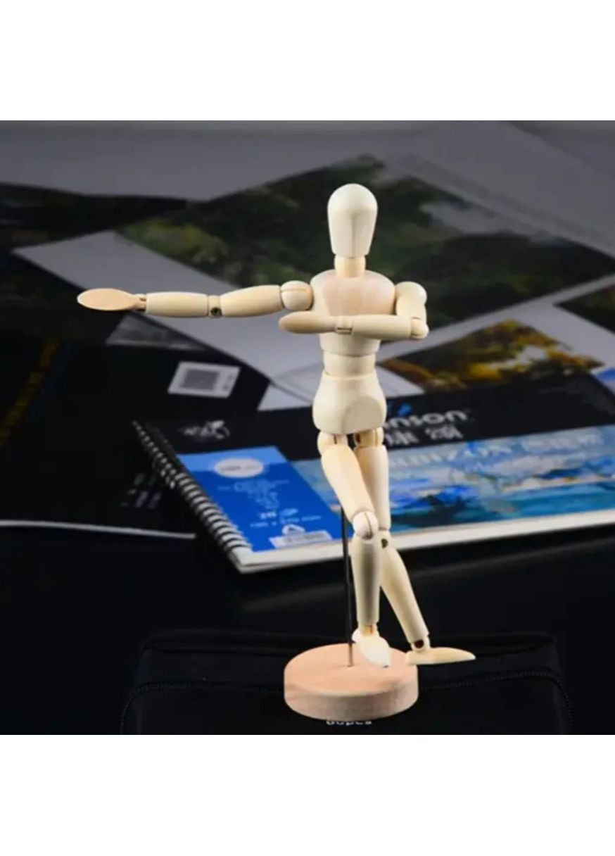 Подвижный деревянный манекен 14 см, бежевый, художественная фигура для рисования и творчества No Brand (364191386)