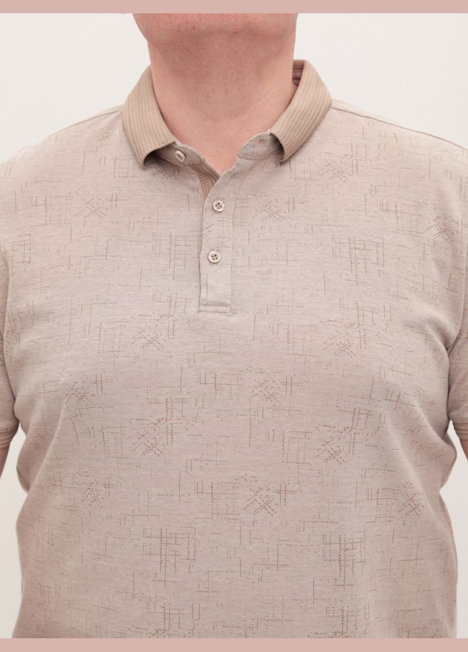 Бежевая футболка-поло мужское бежевое прямое с воротником для мужчин MarcoStar