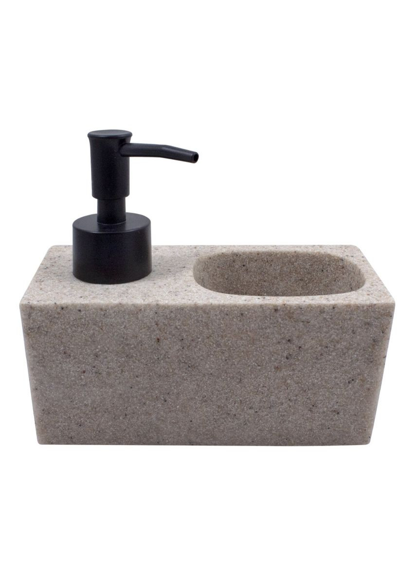 Дозатор рідкого мила з відділенням для губки, бежевий, полірезин Arino (326843665)