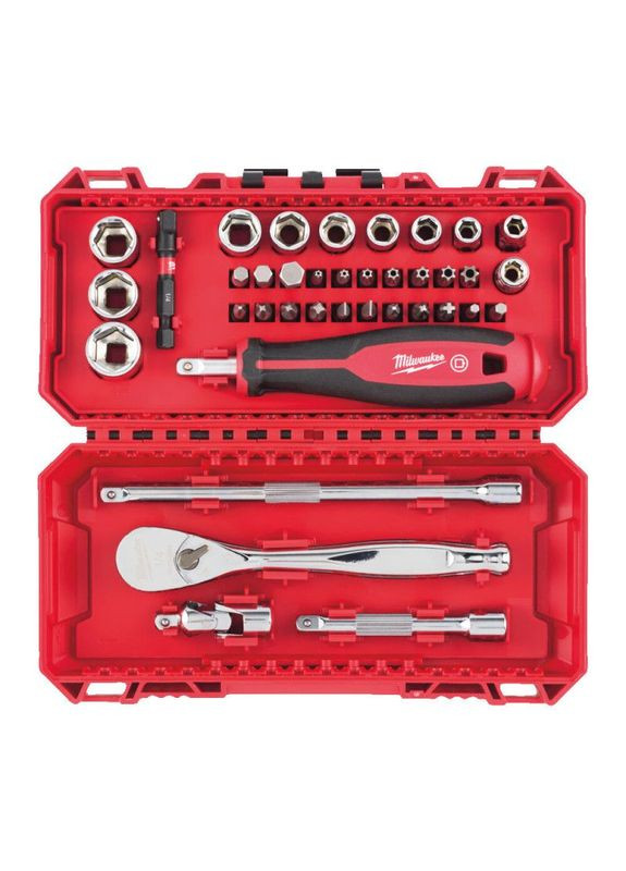 Набор торцевых головок и бит, 1/4", с трещоткой, 38шт. Milwaukee (360396439)