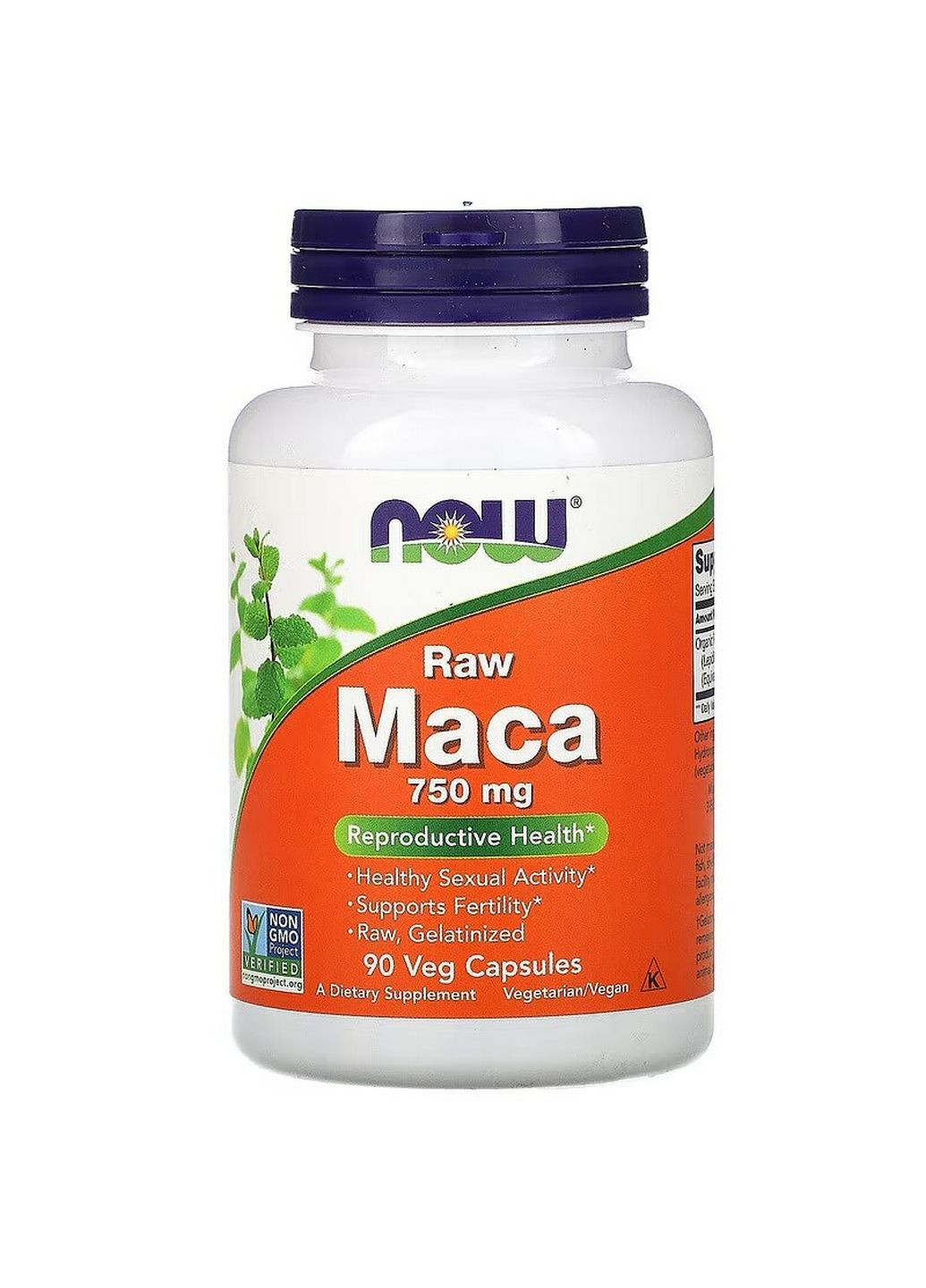Натуральна добавка Maca 750 mg Raw, 90 вегакапсул Now (293338758)