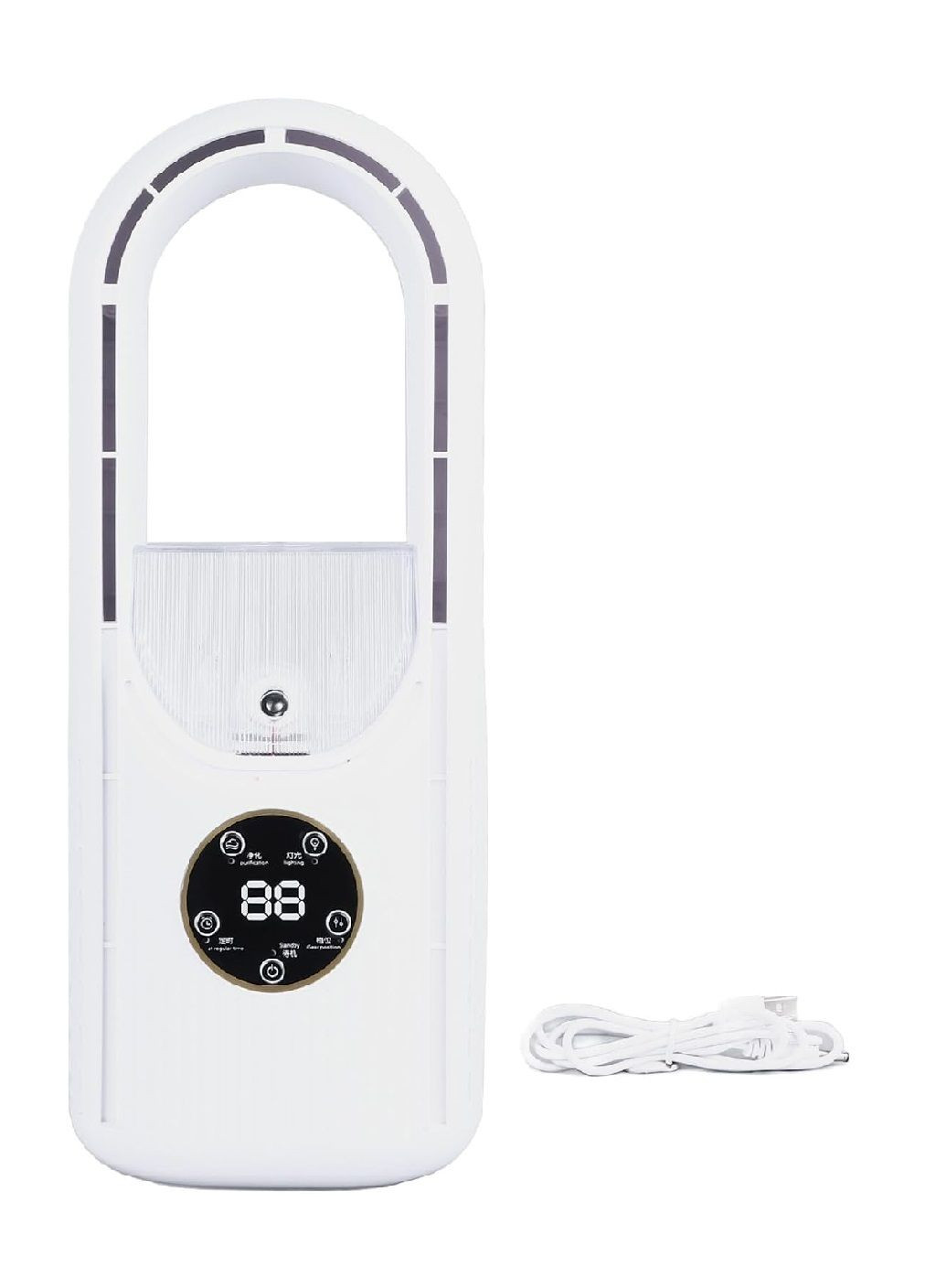 Настольный аккумуляторный мини вентилятор с увлажнением воздуха подсветкой таймером сна 240х45.5 мм (480164-Prob) Белый Unbranded (330171175)