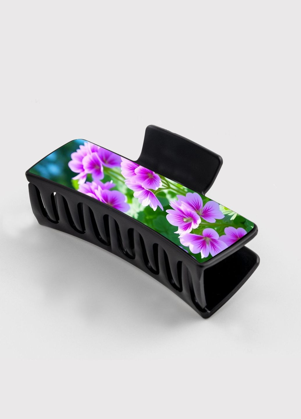 Заколка крабик для волосся жіноча затискач шпилька Квіти #002 чорна No Brand (315631416)