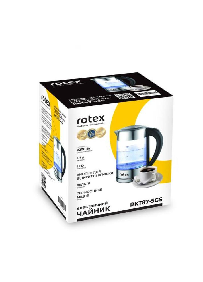Електрочайник RKT87-SGS 1.7 л сріблястий Rotex (364835672)