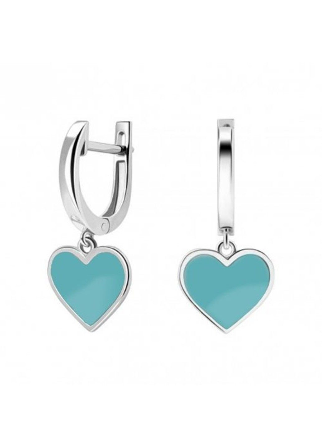 Срібні сережки з бірюзовою емаллю "Серце" UMAX (289351640)