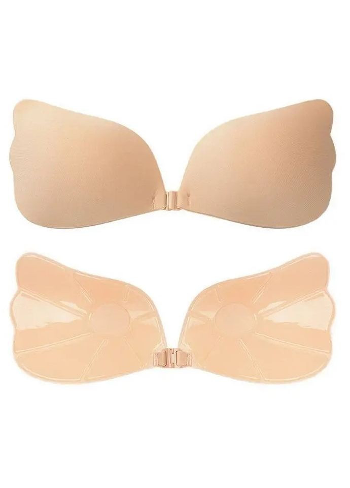 Бежевый невидимка бюстгальтер без бритель с эффектом пуш-ап fly bra черный No Brand