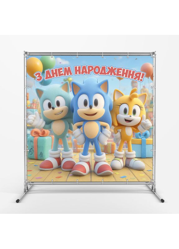 Банер для фотозони «Сонік» | Фотозона на день народження | 160x160см, №44248 Vinylpex (360982734)