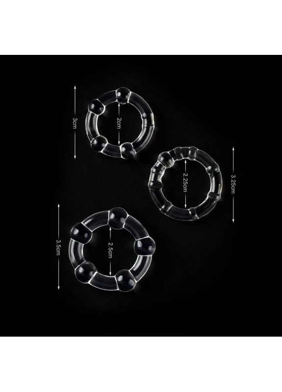 Набір ерекційних кілець Smooth-nubs Triple Stamina Ring Set Clear Vscnovelty (381047801)