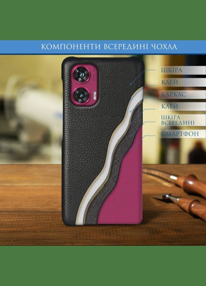Кожаная накладка Cover для Motorola Edge 50 Fusion Чёрный (77200) Stenk (294206173)