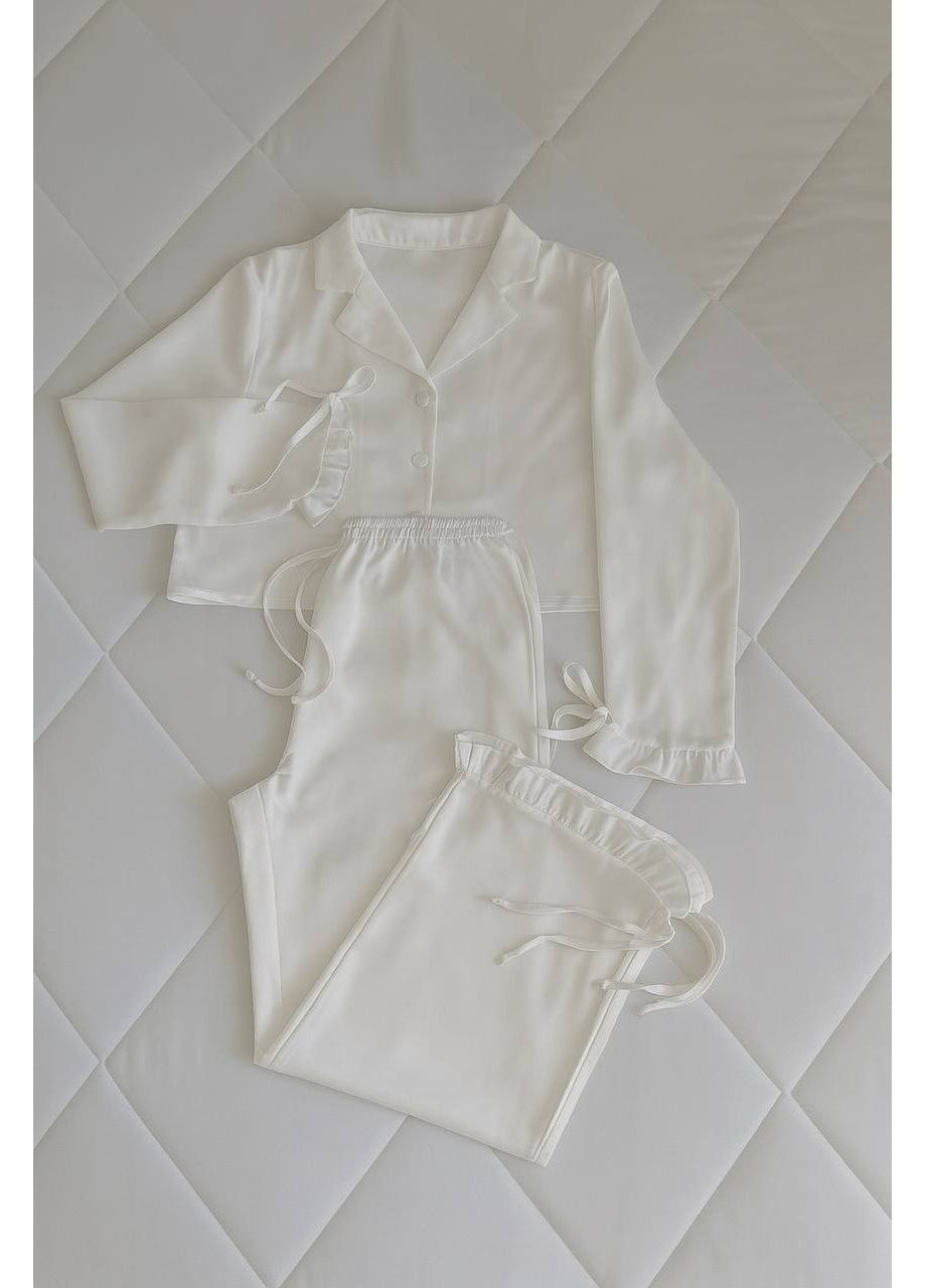 Молочная всесезон женская пижама рубашка + брюки FINO Mode