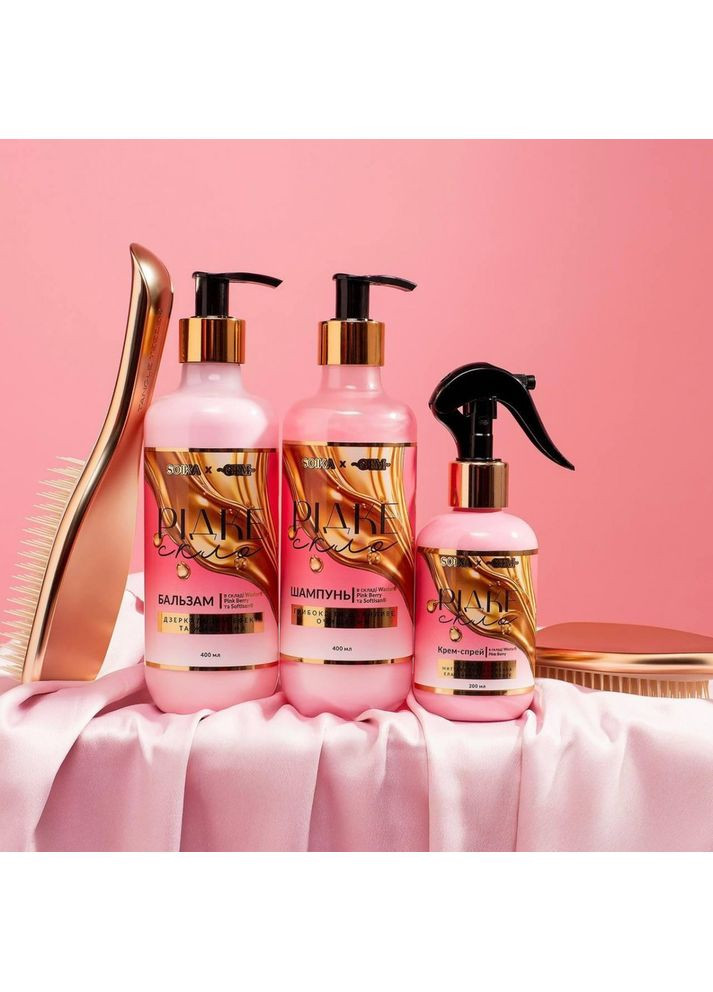 Набір для догляду за волоссям & GTM "Рідке скло" (шампунь, бальзам, крем-спрей) Soika (370389531)