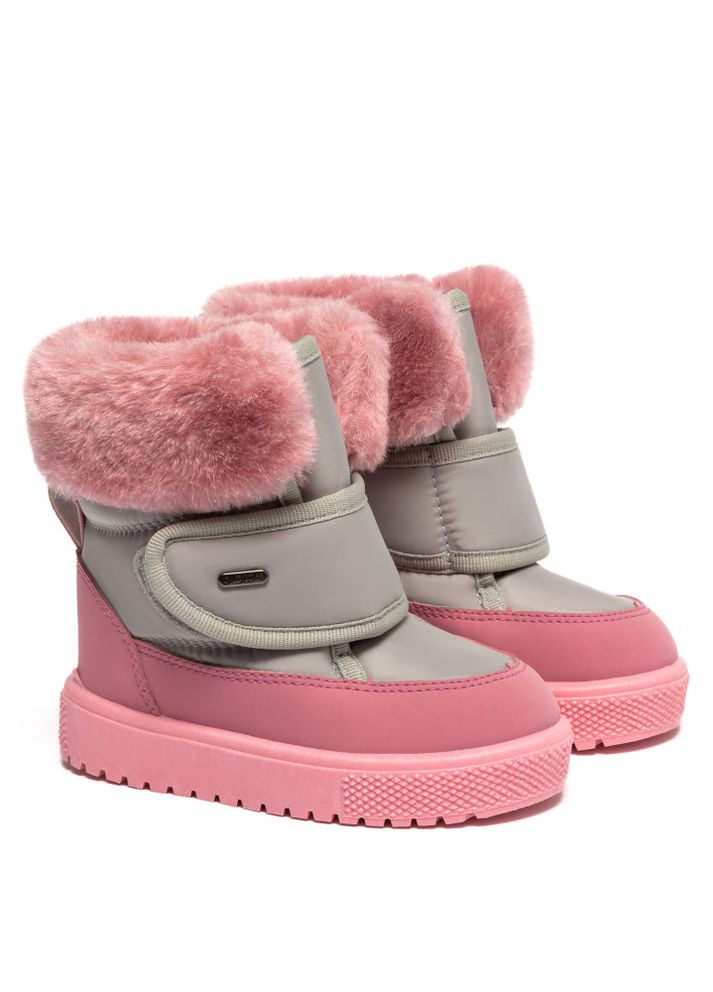 Розовые сапоги детские elisa серые Oldcom на липучке