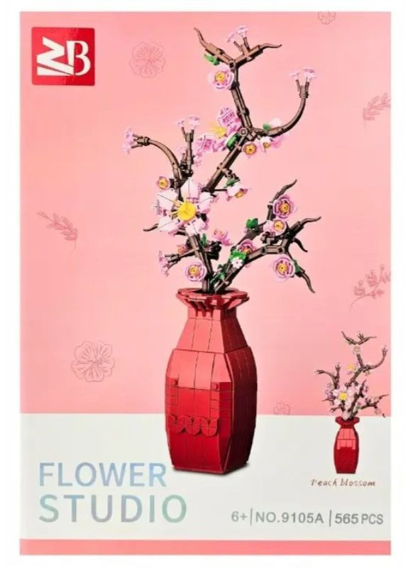 Конструктор 3D Квіти Персикове дерево у вазі, 565 деталей, пластиковий, для розвитку, творчості та декору No Brand (364191311)