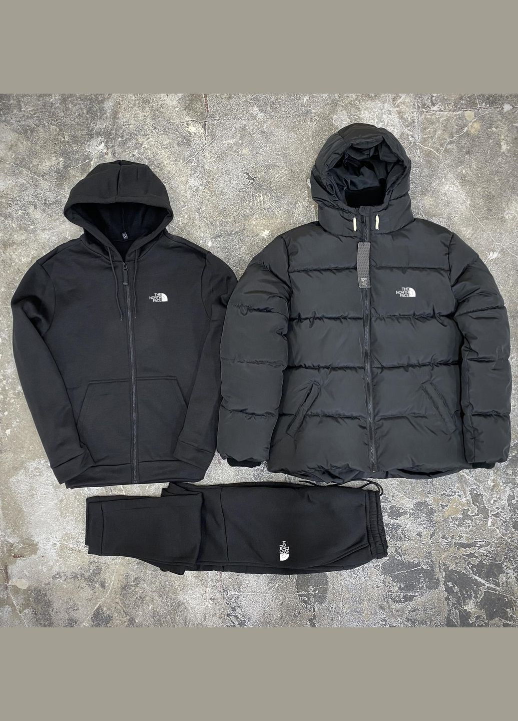 Чорна демісезонна 3 в 1 куртка зимова + кофта на змійці + штани комплект до -25℃ No Brand