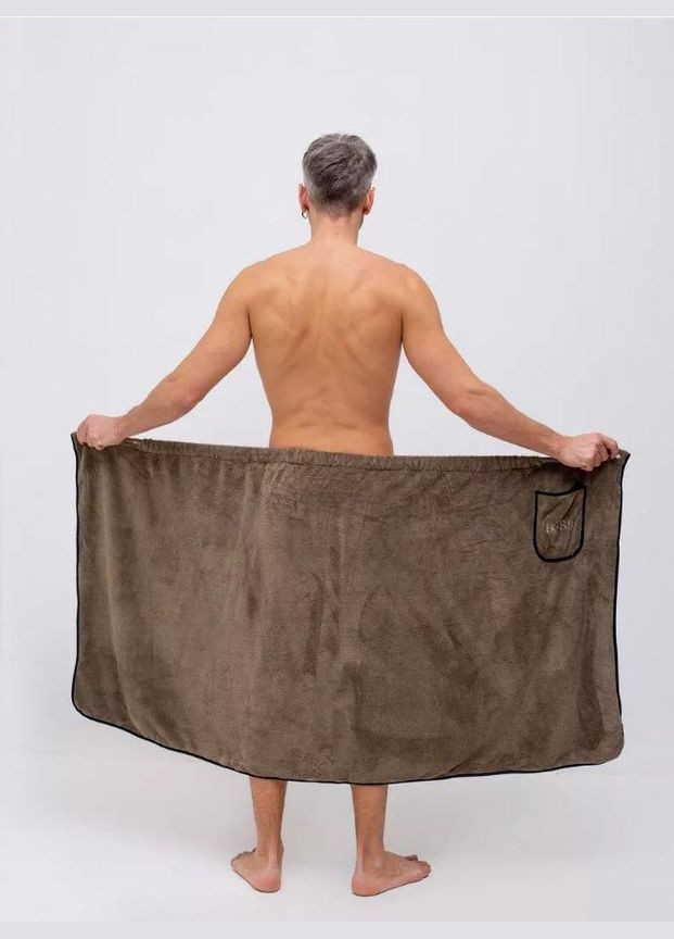 Набір рушників для лазні чоловічої мікрофібра 85х150 Коричневий (П4К-novo-m-sauna-007) No Brand (323161136)