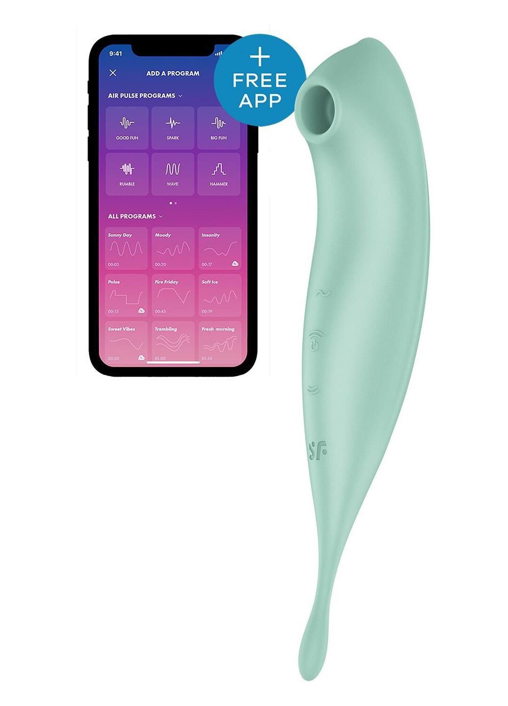 Смартвибратор для клитора с вакуумной стимуляцией Twirling Pro+ Mint Satisfyer (297572403)