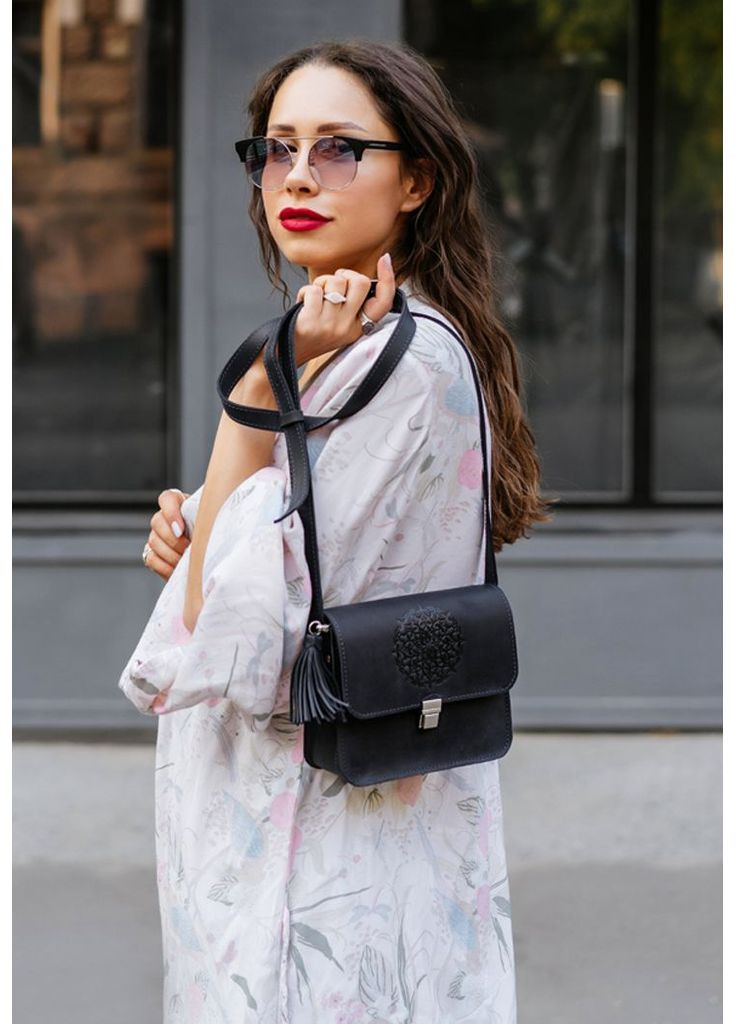 Кожаная женская бохо-сумка Лилу синяя Crazy Horse BlankNote кросс-боди (348359319)