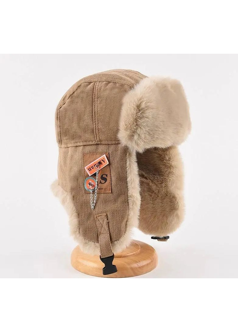 Шапка ушанка теплая унисекс 7402 бежевая No Brand Шапка вушанка (367268805)