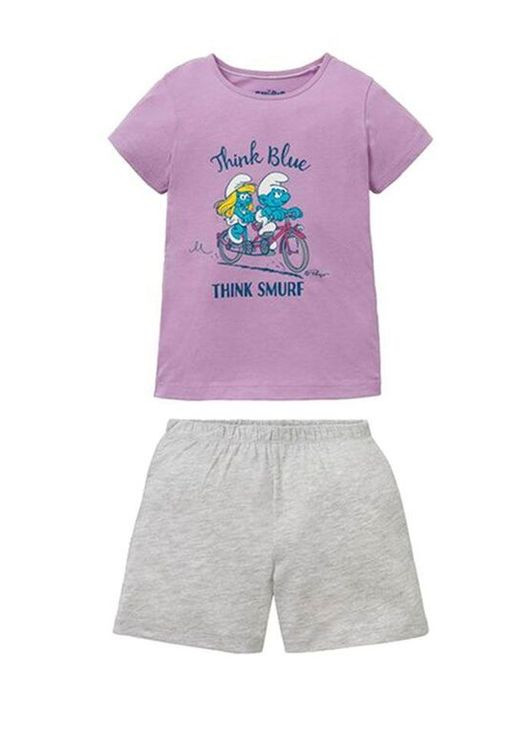 Комбінована піжама (футболка і шорти) для дівчинки смурфики 342466 різнобарвний Disney