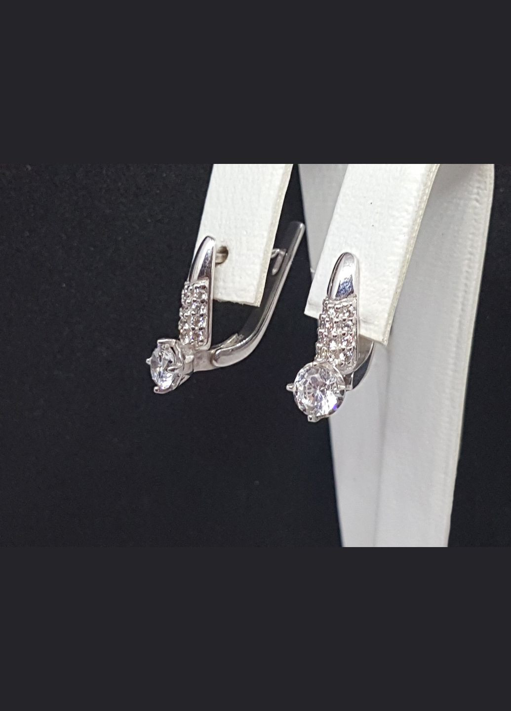 Срібні сережки з фіанітами. 25014р Лазурит (292735740)