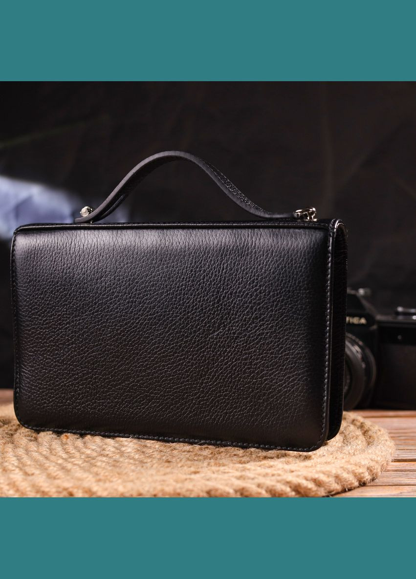 Чоловіча сумка через плече барсетка на два відділення з натуральної шкіри 21567 Чорний Canpellini (302007862)