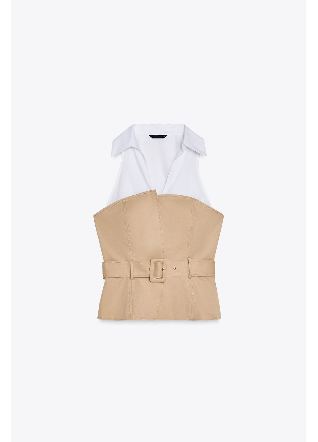 Комбінований топ із коміром хальтер Zara (354816897)